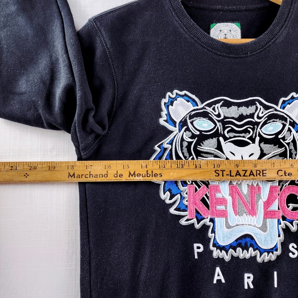 Kenzo Sweatshirt Womens S Black Embroidered Tiger Logo Cotton Crewneck - Picture 8 of 10